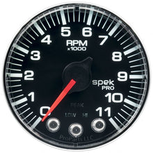 Load image into Gallery viewer, AutoMeter Spek-Pro Gauge Tach 2 1/16in 11K Rpm W/ Shift Light and Peak Mem Blk/Chrm (P336318)