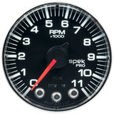 AutoMeter Spek-Pro Gauge Tach 2 1/16in 11K Rpm W/ Shift Light and Peak Mem Blk/Chrm (P336318)