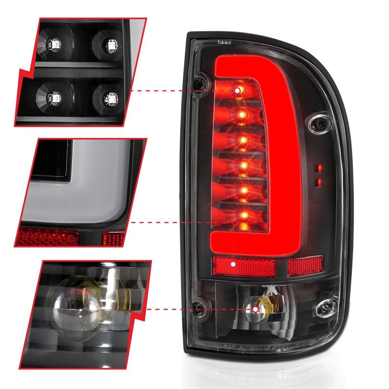 ANZO USA Tail Light Assembly, LED, Clear Lens, Black Housing, Pair, (311353)