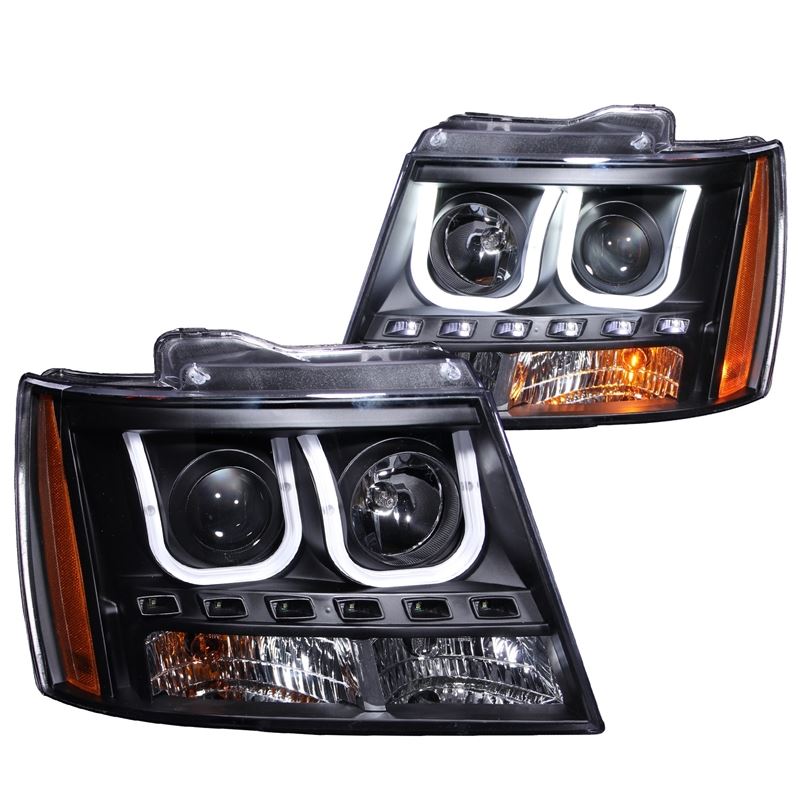 ANZO USA 2007-2013 Chevrolet Avalanche Projector Headlights w/ U-Bar Black (111273)