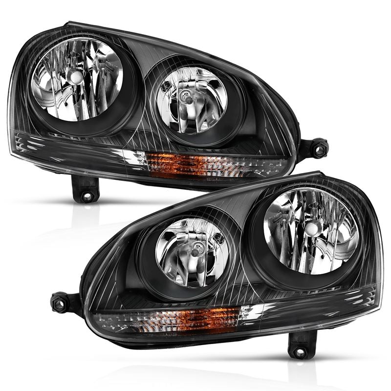 ANZO USA Crystal Headlight Set, Clear Lens, Black Housing, Halogen, Pair, (121542)