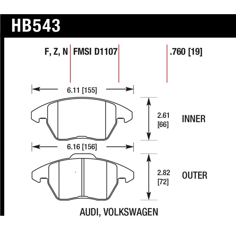 Hawk Performance Performance Ceramic Brake Pads (HB543Z.760)