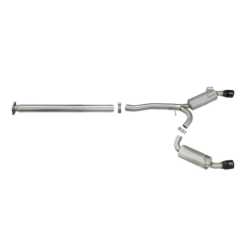 Takeda 3 IN to 2-1/2 IN 304 Stainless Steel Cat-Back Exhaust w/ Black Tips (49-36701-B)