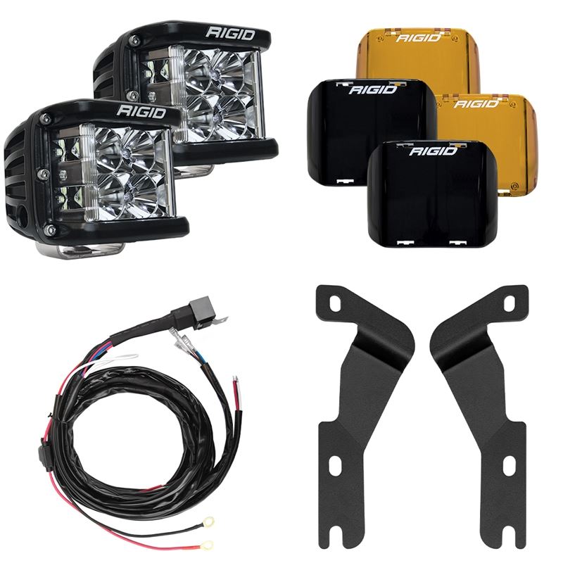 Rigid Industries 16-20 Toyota Tacoma A-Pillar Light Mount Kit (Incl. D-SS Flood/Black/Amber Covers) (46707)