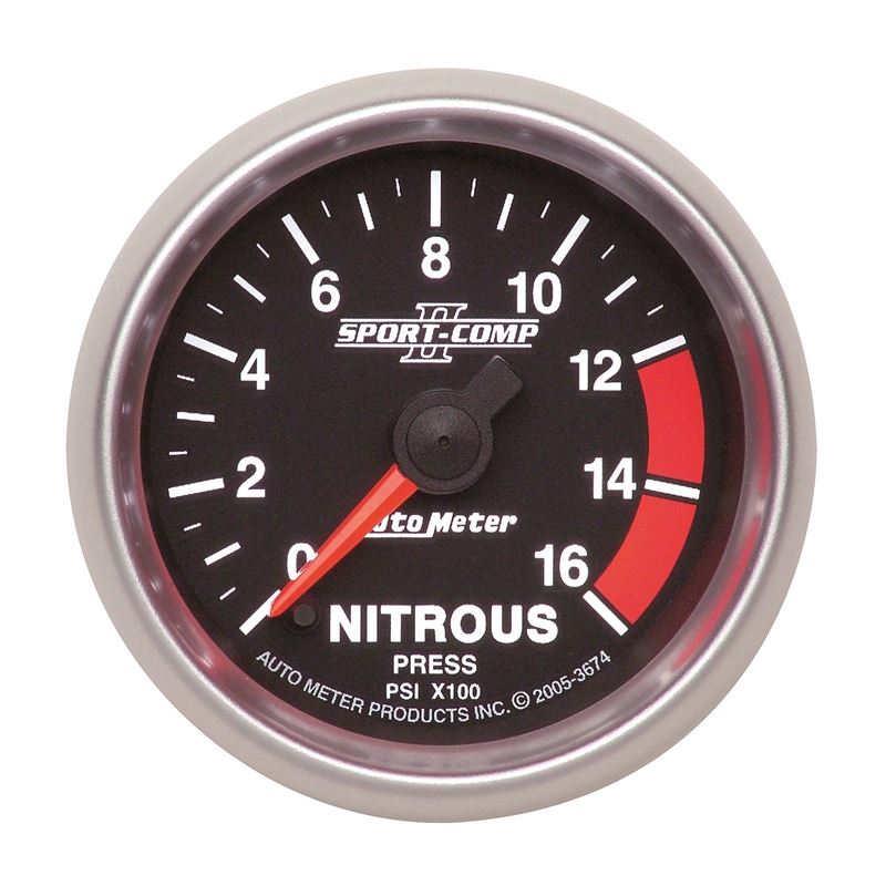 AutoMeter Sport-Comp II 52mm Full Sweep Electronic 0-1600 PSI Nitrous Pressure Gauge (3674)