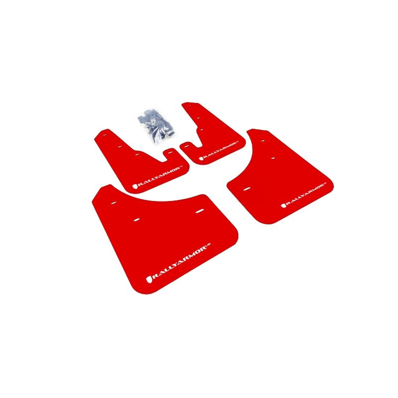 Rally Armor Red Mud Flap/White Logo for 2004-2009 Mazda 3 (MF9-UR-RD/WH)