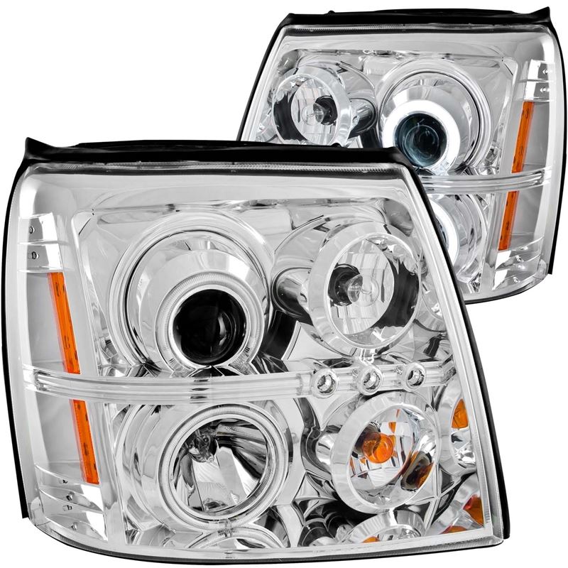 ANZO USA 2003-2006 Cadillac Escalade Projector Headlights w/ Halo Chrome CCFL HID Compatible (111176)