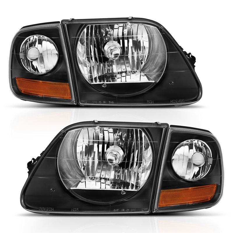 ANZO USA Crystal Headlight Set, Clear Lens, Black Housing, w/LED Parking Light, Pair, (111460)