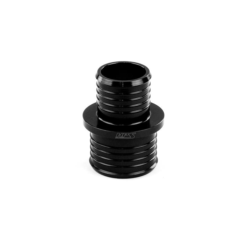 HPS Billet Multi-ribbed aluminum reducing hose union, 1-1/4" - 1-1/2" OD, black (AHUR-125-150-BLK)