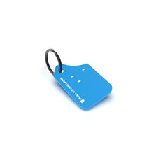 Load image into Gallery viewer, Rally Armor Mini UR Mud Flap Keychain Blue w/ White Logo (RAKEYCHNBL)