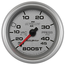 Load image into Gallery viewer, AutoMeter UL II 2 5/8inch 30 IN HG/45 PSI Mechanical Boost/Vacuum Gauge (7708)