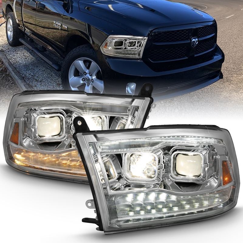 ANZO USA Projector Headlight Set w/Switchback Black w/Amber Pair (111441)