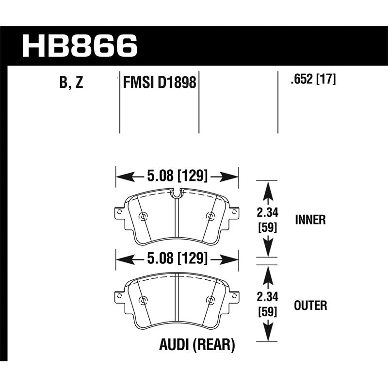 Hawk Performance Ceramic Disc Brake Pad for 2018-2019 Audi S4 (HB866Z.652)