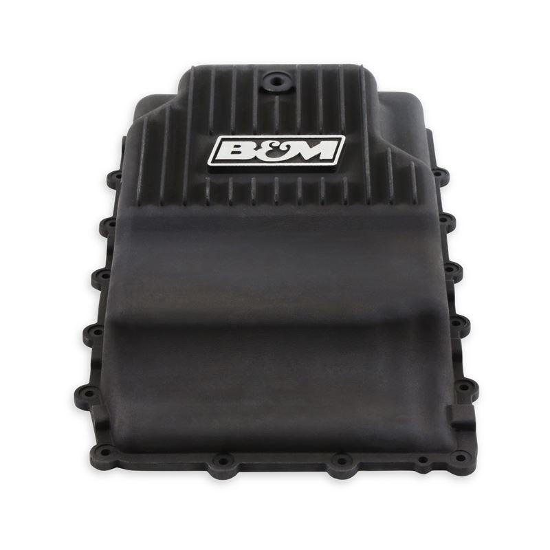 B&M Hi-Tek Heavy-Duty Deep Transmission Pan - Ford 10R80 - Aluminum - Black (71400)