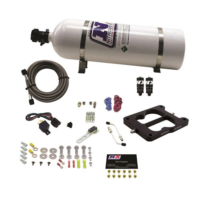 Nitrous Express Q-Jet/Holley Spread Bore Hitman Plus Nitrous Kit (50-200HP) w/15lb Bottle (40081-15)