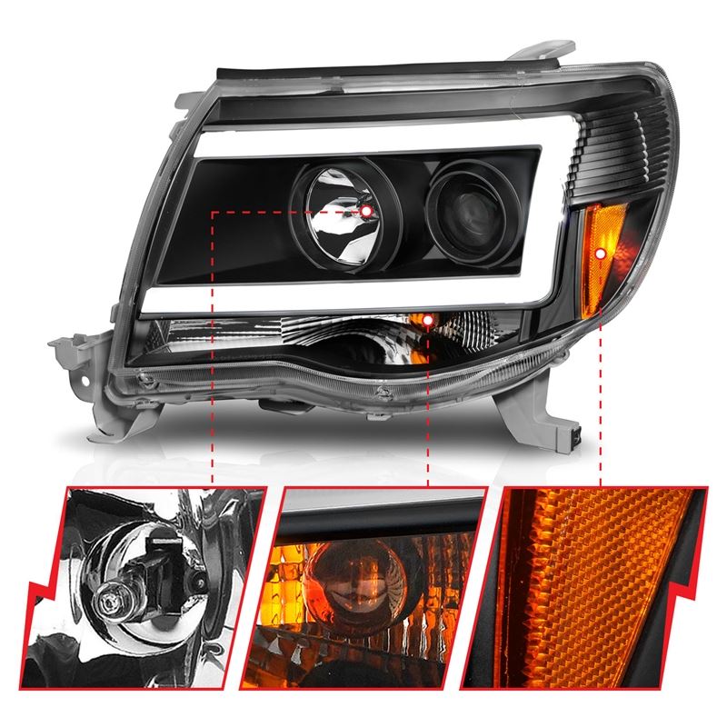 ANZO USA Projector Headlight Set for 2005-2011 Toyota Tacoma (111517)