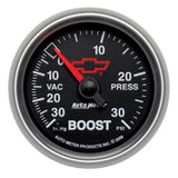 AutoMeter GM Bowtie 52mm Full Sweep Electronic 30 In Hg-Vac/30 PSI Vacuum/Boost Gauge (3659-00406)