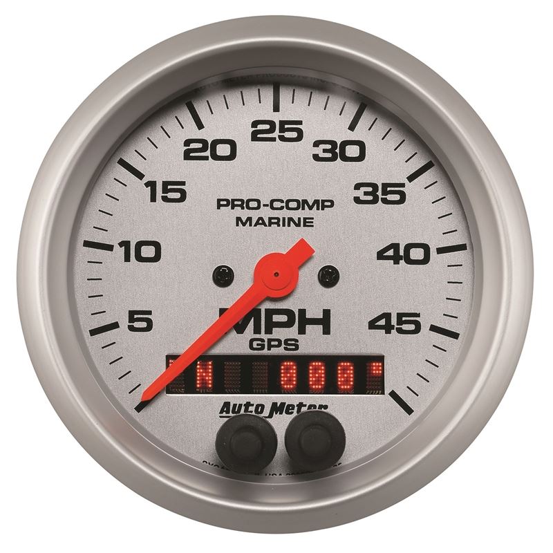 AutoMeter Marine Silver Ultra-Lite 3-3/8in 50MPH GPS Speedometer Gauge (200635-33)