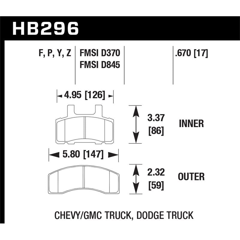 Hawk Performance Performance Ceramic Brake Pads (HB296Z.670)