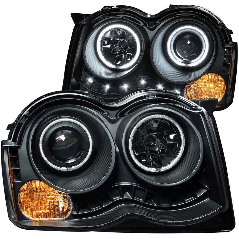 ANZO USA 2008-2010 Jeep Grand Cherokee Projector Headlights w/ Halo Black (CCFL) (111213)