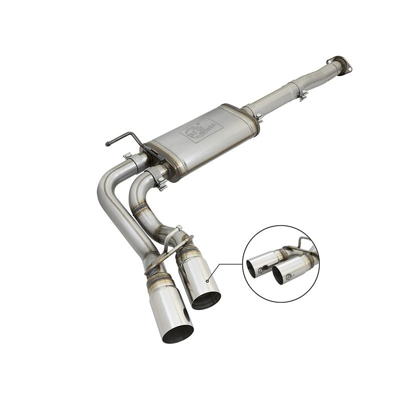 aFe Rebel Series 3 IN Cat-Back Exhaust System w/ Dual Mid-Side Exit Polished Tips (49-46033-P)