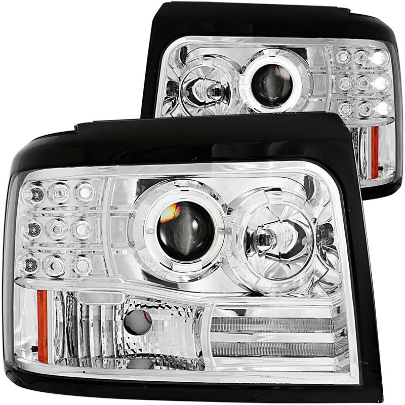 ANZO USA 1992-1996 Ford F-150 Projector Headlights w/ Halo Chrome w/ Side Markers and Parking Lights (111183)