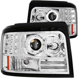 ANZO USA 1992-1996 Ford F-150 Projector Headlights w/ Halo Chrome w/ Side Markers and Parking Lights (111183)