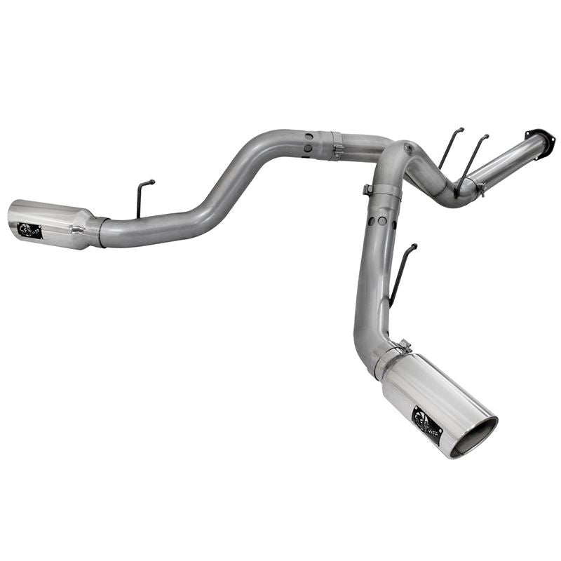 aFe Large Bore-HD 4 IN 409 Stainless Steel DPF-Back Exhaust System w/Polished Tip (td) (49-43122-P)