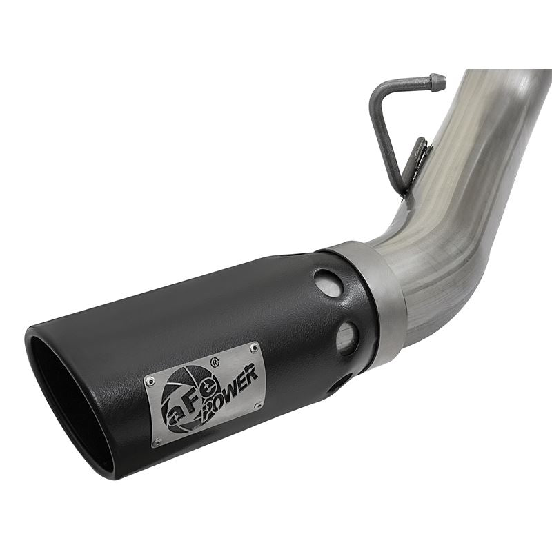 aFe Large Bore-HD 4 IN 409 Stainless Steel DPF-Back Exhaust System w/Dual Black Tips (49-44086-B)