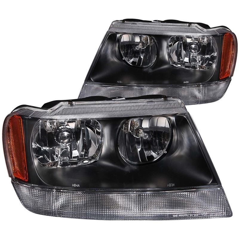 ANZO USA 1999-2004 Jeep Grand Cherokee Crystal Headlights Black (111042)