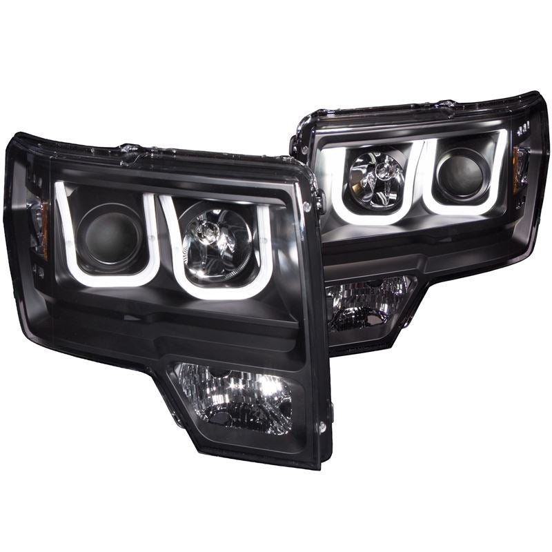 ANZO USA 2009-2014 Ford F-150 Projector Headlights w/ U-Bar Black (111263)