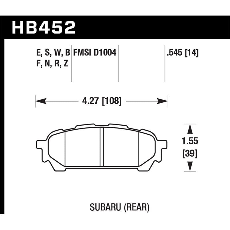 Hawk Performance HT-10 Brake Pads (HB452S.545)