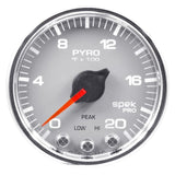 AutoMeter Spek-Pro Gauge Pyro. (Egt) 2 1/16in 2000f Stepper Motor W/Peak and Warn Slvr/Chrm (P31021)