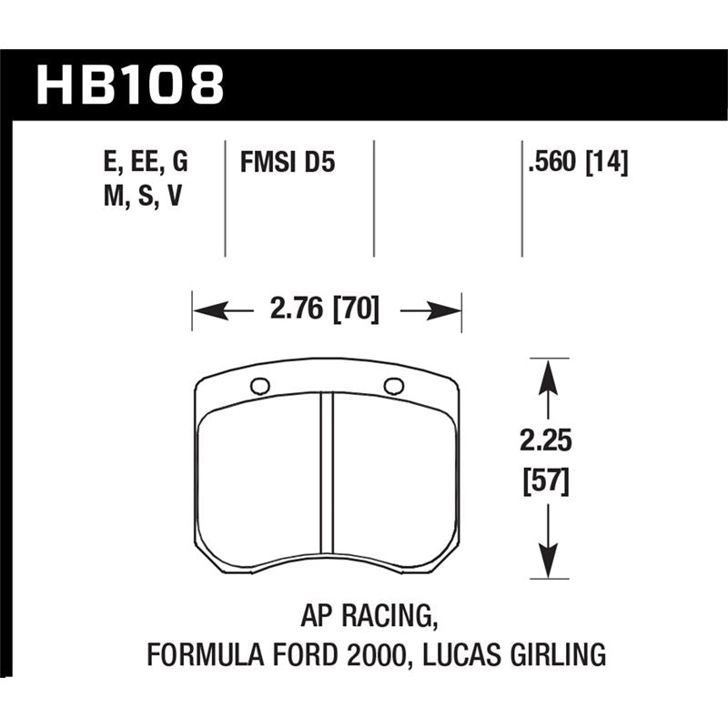 Hawk Performance Motorsports Brake Pads (HB108V.560)