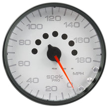 Load image into Gallery viewer, AutoMeter Spek-Pro Gauge Speedometer 5in 180 Mph Elec. Programmable White/Black (P23012)