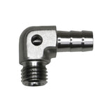 DeatschWerks Metric M12 to 3/8in Hose Barb 90-Degree Fitting w/ Venturi Port - Anodized DW Titanium(6-02-0650)