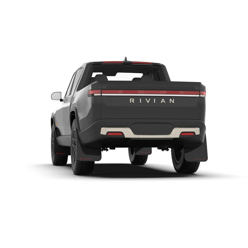 Rally Armor Black Mud Flap/Metallic Black Logo for 2022 Rivian R1T (MF18-UR-BLK/MBK)