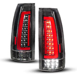 ANZO USA Full LED Light Tube Taillights Black Housing Clear Lens for 88-99 Chevy/GMC C/K1500/2500/3500 (311485)