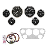 AutoMeter Old Tyme Black Gauge Kit 6 Pc for Ford Truck 53-55 Tach/Mph/Fuel/Oilp/Wtmp/Volt (7048-OTB)