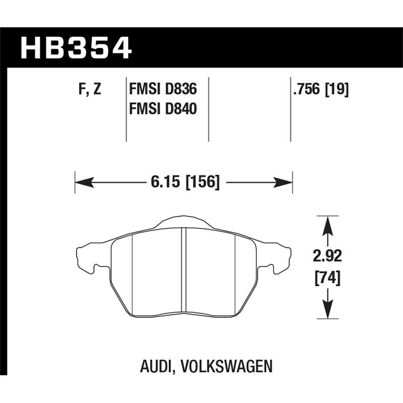 Hawk Performance Performance Ceramic Brake Pads (HB354Z.756A)