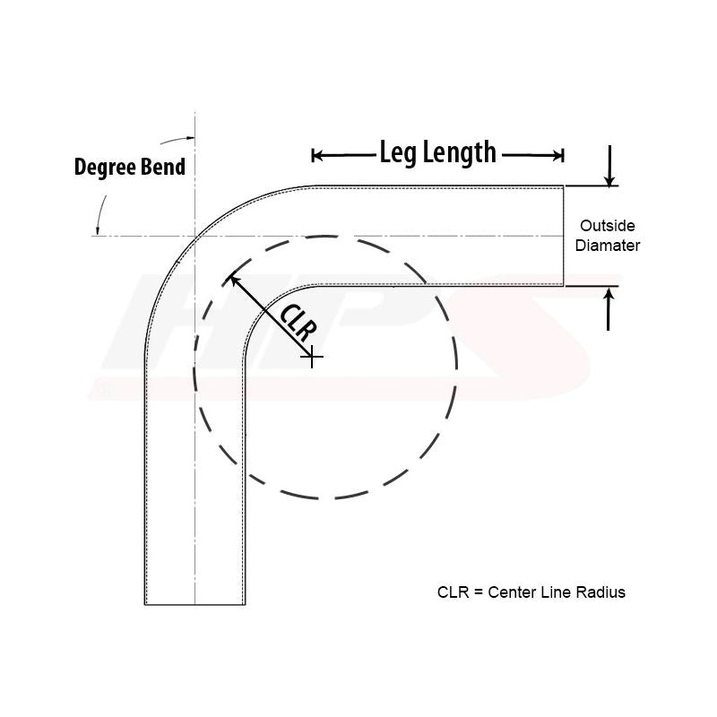 HPS 2.75" OD 60 Degree Bend 6061 Aluminum Elbow Pipe 16 Gauge w/ 2 3/4" CLR (AT60-275-CLR-275)