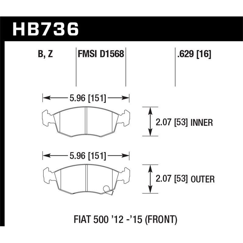 Hawk Performance Blue 9012 Brake Pads (HB736E.629)