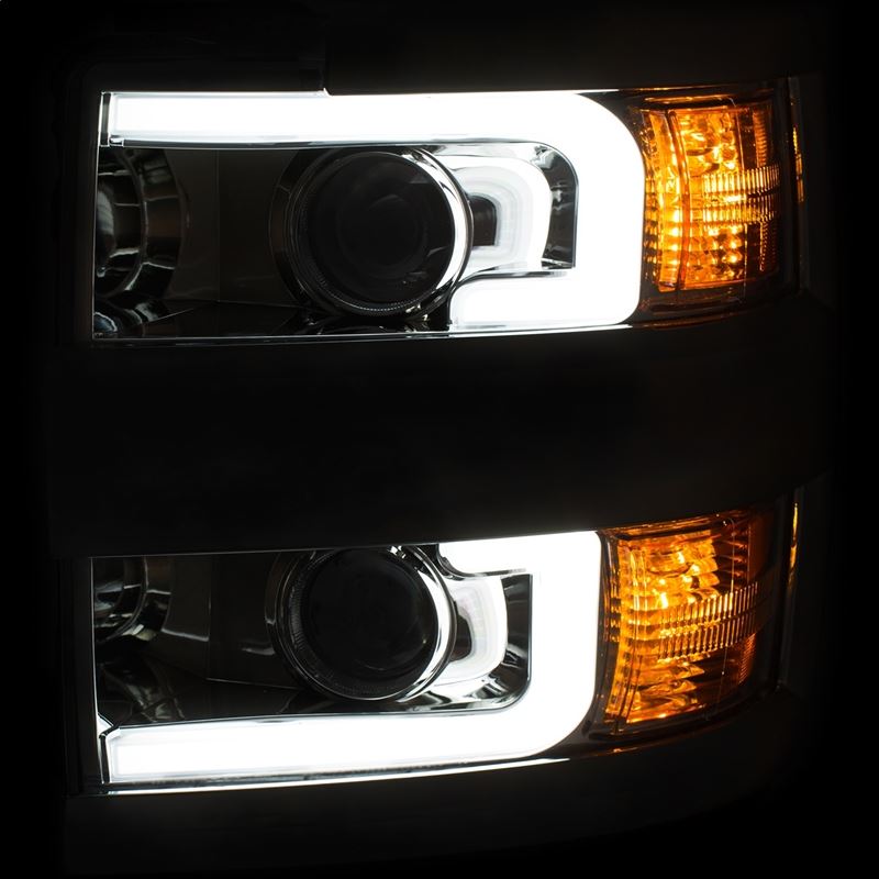 ANZO USA Projector Headlights 15-17 Chevrolet Silverado 2500HD / 3500HD Chrome w/ Chrome Rim (111366)