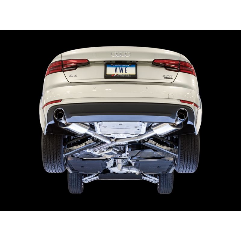 AWE Tuning Touring Edition Exhaust for B9 A4, Dual Outlet - Chrome Silver Tips (includes DP) (3015-32078)