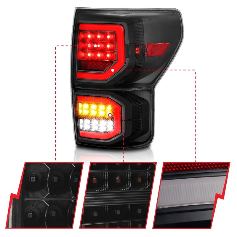 ANZO USA Tail Light Assembly, LED, Smoke Lens, Black Housing, Pair, (311337)