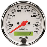 AutoMeter Arctic White 3-1/8in 190KM/H Electronic Programmable Speedometer w/ LCD ODO (1388-M)