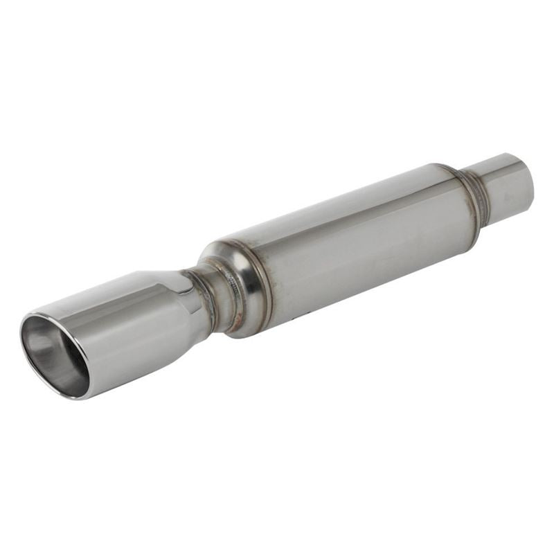 APEXi® WS2 304 SS Round Silver Exhaust Muffler Oval Dual Wall Rolled Angle Cut Tip (156-A019)