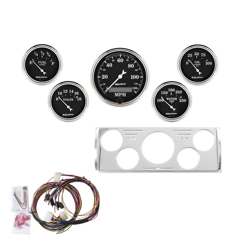 AutoMeter 5 Gauge Dash Kit (MPH/FUEL/OILP/WTMP/BAT) - Old Tyme Black for 40-46 Chevrolet Truck (7057-OTB)