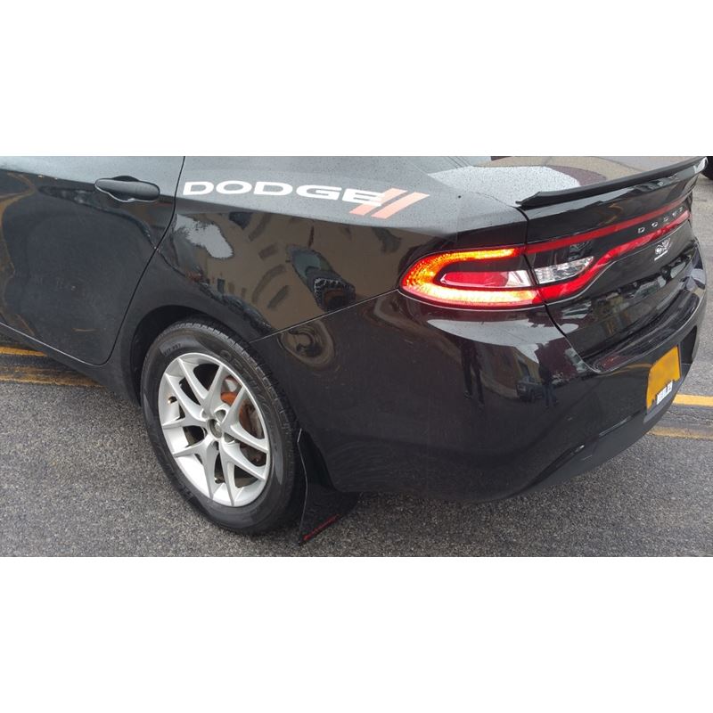 Rally Armor Black Mud Flap/White Logo for 2013-2016 Dodge Dart (MF39-UR-BLK/WH)