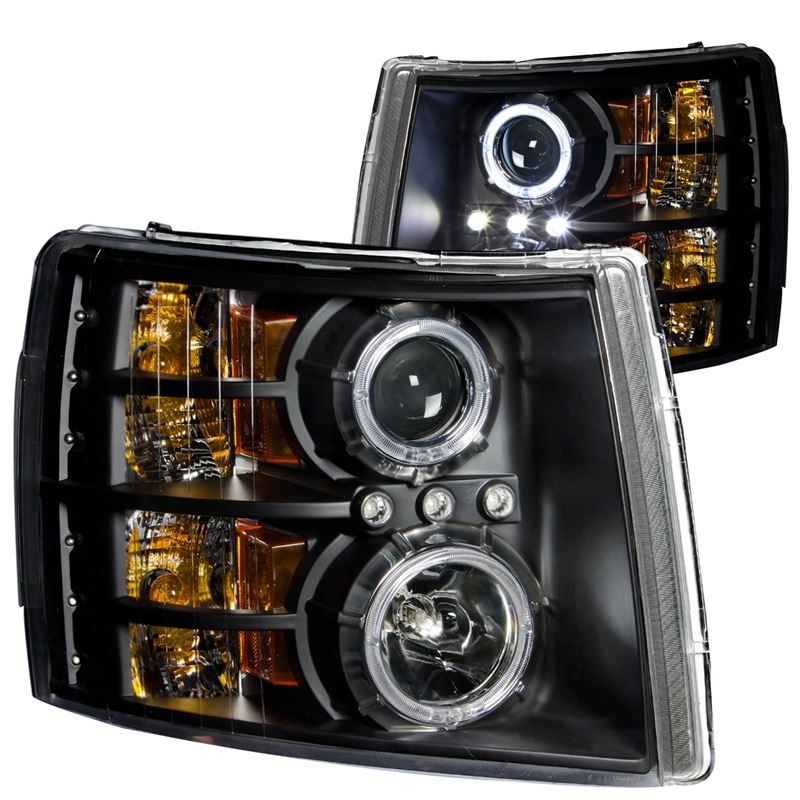 ANZO USA 2007-2013 Chevrolet Silverado 1500 Projector Headlights w/ Halo Black (111107)